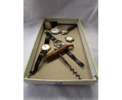 Box of watches, corkscrew etc