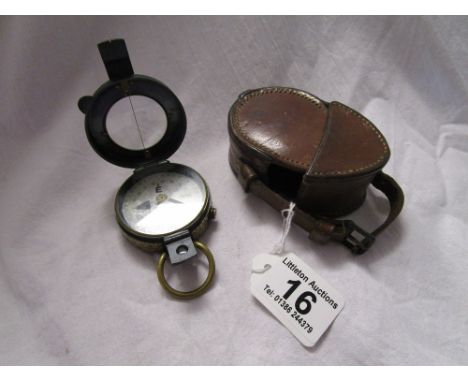 WWI compass & leather case