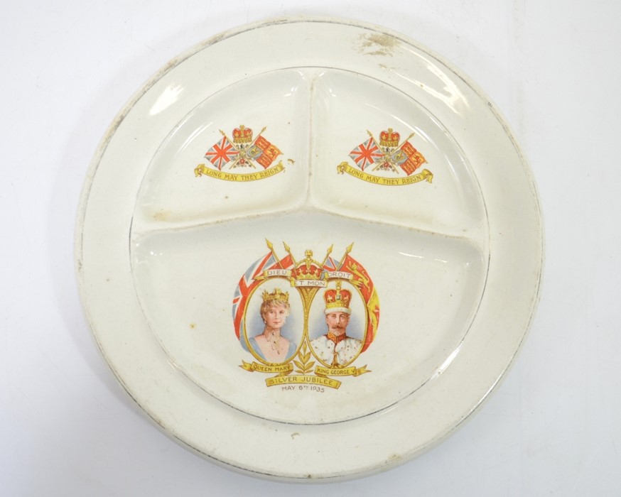 A Silver Jubilee serving plate by James Kent ltd, 1935, depicting