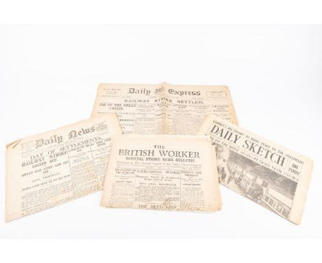 A Daily Mirror from 16 June 1919, with a leading article on Capt. Alcock's flight across the Atlantic; 8 other newspapers etc