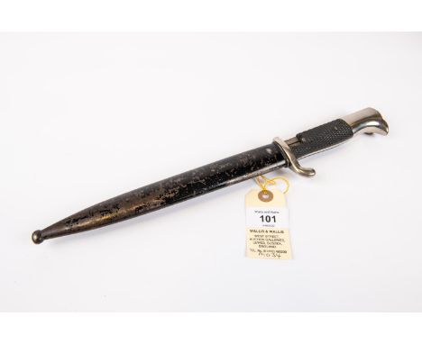 A Third Reich period dress bayonet, plated blade 7½" with W.K.C. knight's head mark, plated hilt with birds head pommel havin