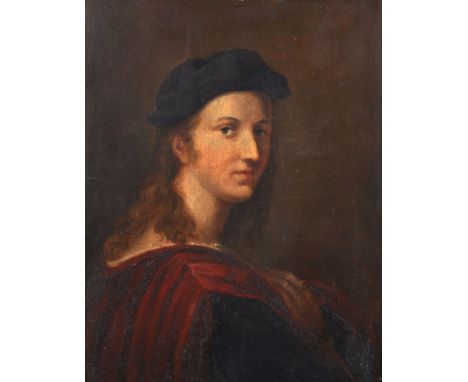 After Leonardo da Vinci (1452-1519) Italian. Bust Portrait of the Artist, Oil on Board, 10" x 8".