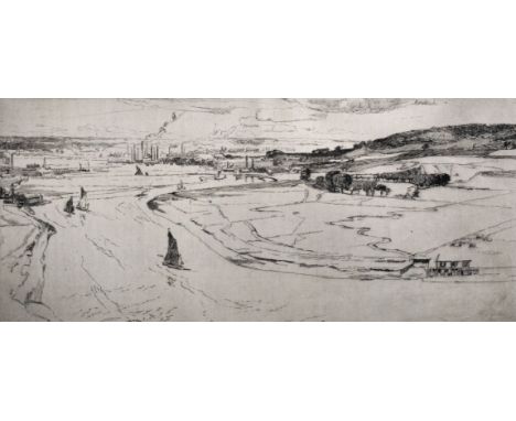 Leslie Moffat Ward (1888-1978) British. An Estuary Scene, Etching, Signed, Inscribed "1st Working Proof" and Dated 1921 in Pe