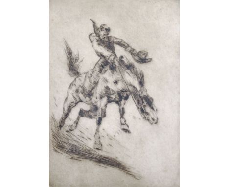 Stephen Halley Chapman (fl.1934-1940) British. "Rodeo Memory", Drypoint Etching, Signed in Pencil and Dated '33, and Inscribe