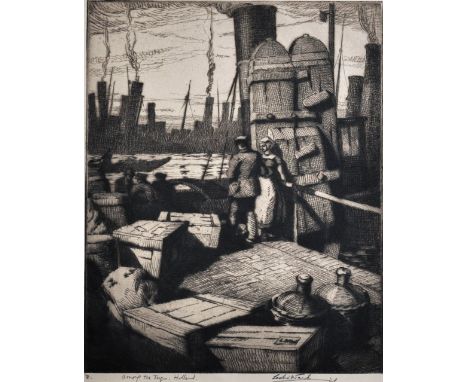 Leslie Moffat Ward (1888-1978) British. "Among the Tugs, Holland", Etching, Signed, Inscribed and numbered '8.' In Pencil, Un