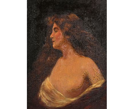 Late 19th Century English School. Portrait of a Classical Maiden, Oil on Panel, 12.5" x 9.5".