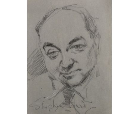 Stephen Ward. Portrait, Head and Shoulders of a Man, Charcoal on Paper, 11.5" x 8".