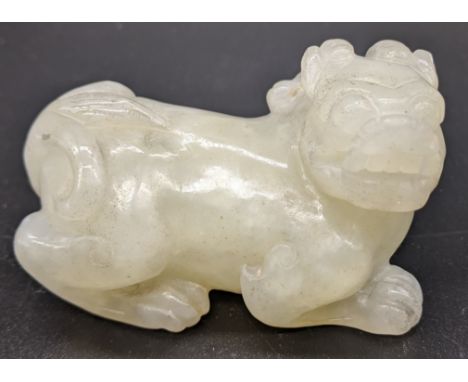 A Chinese jade carved mythical beast, L.7cm