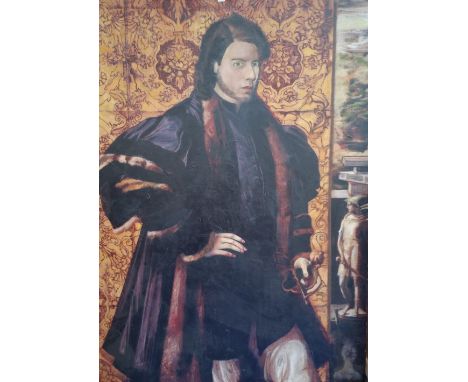 A VERY LARGE CONTEMPORARY COLOURED PRINT of a bearded man. U.F. 63.5" x 87".