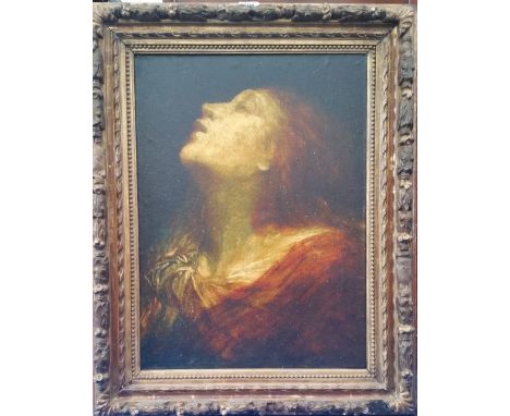 A.T.O. A COLOURED PORTRAIT PRINT of a man in a 19th century gilt frame. 25" x 31.5".