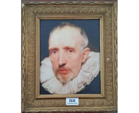 A.T.O. A COLOURED PORTRAIT PRINT of a gentleman, framed. 11.5" X 13.5".