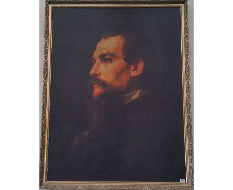 A.T.O. A VERY LARGE COLOURED PORTRAIT PRINT of a bearded gentleman, well framed. 46.75" x 61".