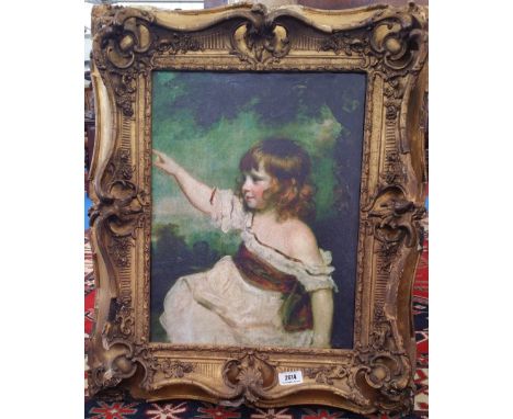 A.T.O. A COLOURED PORTRAIT of a young girl in a 19th century gilt frame. 21.5" x 25.5".
