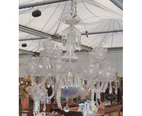 A VERY NICE MODERN TWELVE BRANCH CRYSTAL CHANDELIER of large proportions and in need if minor repair.(Dorian's Gallery, Dinin