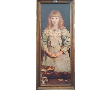 A.T.O. A COLOURED PORTRAIT PRINT of a young girl, framed. 18.25" x 43.25",