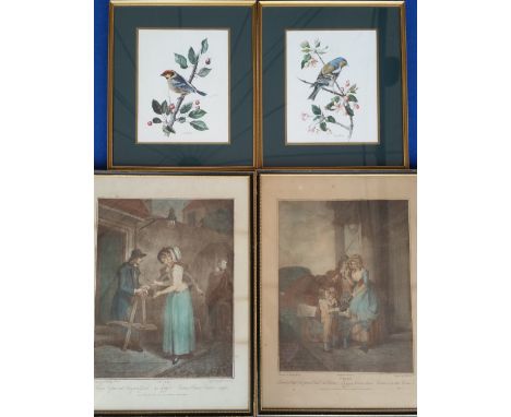 TWO 19TH CENTURY CRIES OF LONDON with a coloured print of a young lady. 