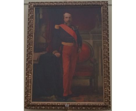 A.T.O. A LARGE COLOURED PORTRAIT PRINT of a military man, framed. 33" x 45".