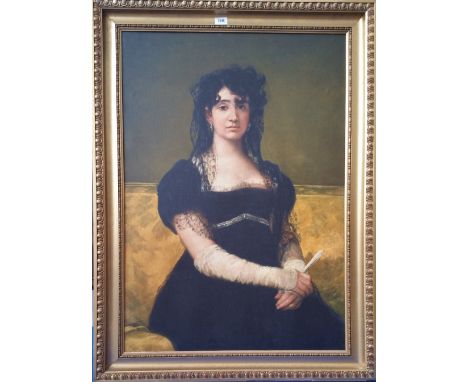 A.T.O. A LARGE COLOURED PRINT of a young Spanish lady, in a gilt frame. 34.5" x 46.5".