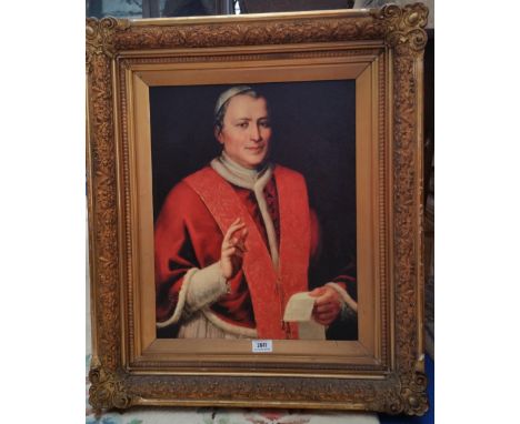 A.T.O. A COLOURED PORTRAIT PRINT of a cleric in a 19th century frame. 24.75" x 28.75".