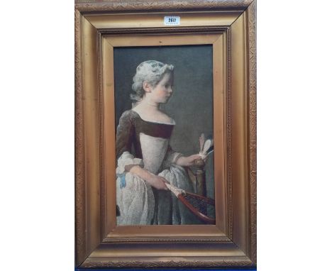 A.T.O. A COLOURED PORTRAIT PRINT of a young girl, framed. 17.75" X 25.75".