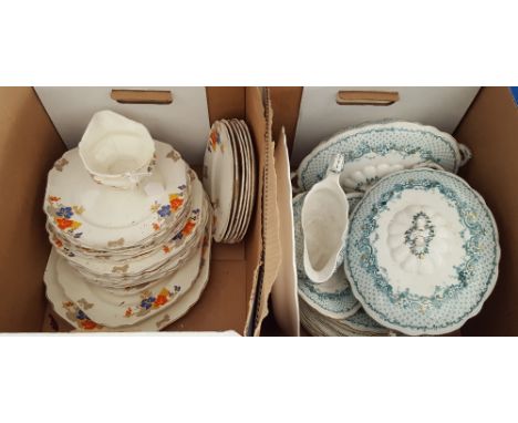 AN ART DECO SCOTCH IVORY PART DINNER SERVICE, & a Meakin part dinner service (2 boxes).