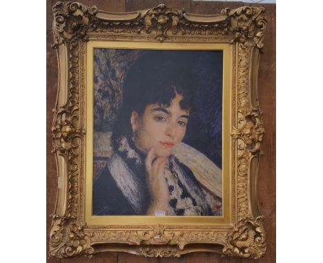 A.T.O. A PORTRAIT PRINT OF A YOUNG LADY in a 19th century gilt frame. 31.5" x 37.5".