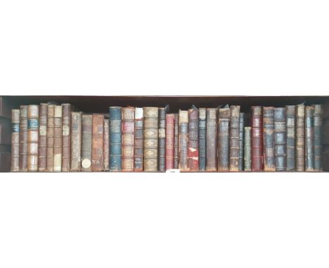 SHELF OF LEATHER BINDINGS - variety of subjects - condition varies - approx. 32 vols. 