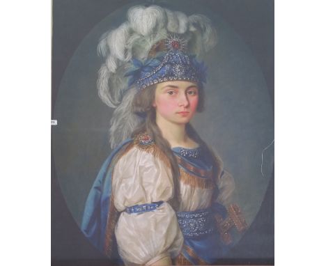 A.T.O. A LARGE COLOURED PORTRAIT PRINT of a young boy in a period dress. U.F. 39.75" x 49.75".