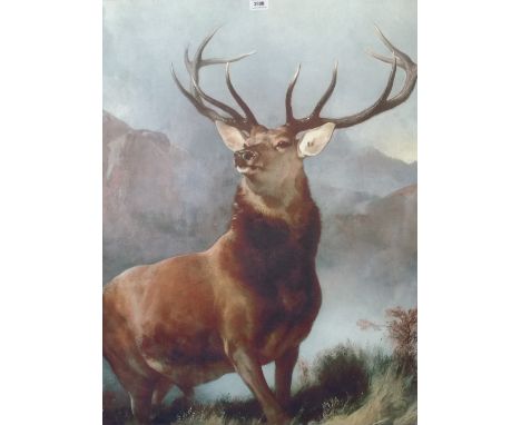 A.T.O. A LARGE COLOURED PRINT 'Monarch of the Glen'. U.F. 27.5" 53.25".