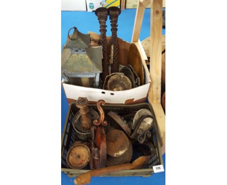 TWO BOXES OF PROPS, 19th century and later.
