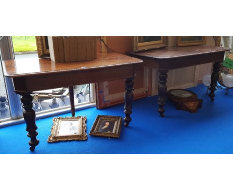 A GOOD PAIR OF 19TH CENTURY MAHOGANY SIDE TABLES wall mounted circa 1830.  (Dorian's Portrait Gallery Entrance Hall Season 3)