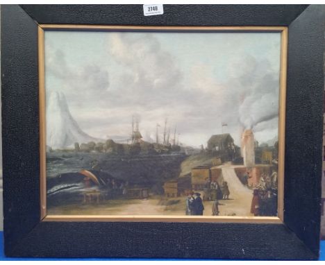 A.T.O. A COLOURED PRINT of a coastal scene possibly America. ('Sir Malcolm'). 25" x 21".