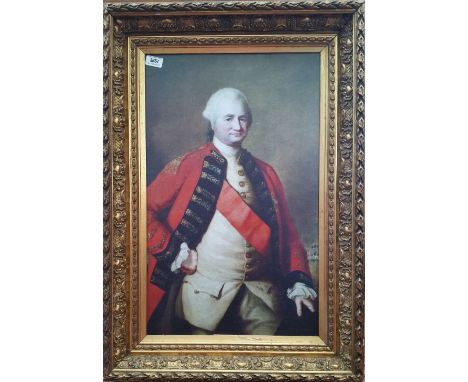 A.T.O. A COLOURED PORTRAIT PRINT of a military man, framed. 23" X 32.75".