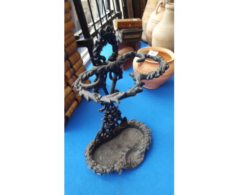 AN EARLY 20TH CENTURY CAST IRON STICK STAND.