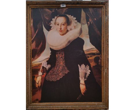 A.T.O. A COLOURED PORTRAIT PRINT of a lady, framed. 25.5" x 33".