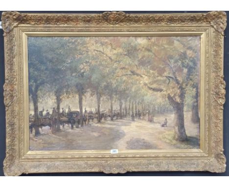 A.T.O. A LOVELY COLOURED PRINT of a Parisian tree lined scene, well framed. 44.5" x 32.5".