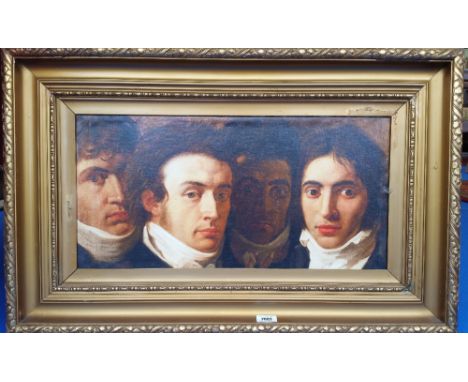 A.T.O. A COLOURED PORTRAIT of four gentlemen, framed. 32.5" x 20.25".