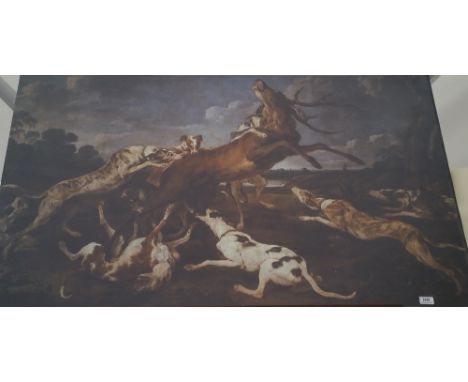 A.T.O. A COLOURED PRINT of a stag hunt. U.F. 53.5" x 32.5".