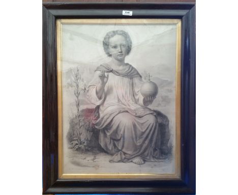 AN EARLY 20TH CENTURY PRINT of an angel. 25" x 30.5".