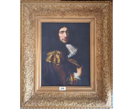 A.T.O. A COLOURED PORTRAIT of an 18th century gentleman, well framed. 23" x 26.5".