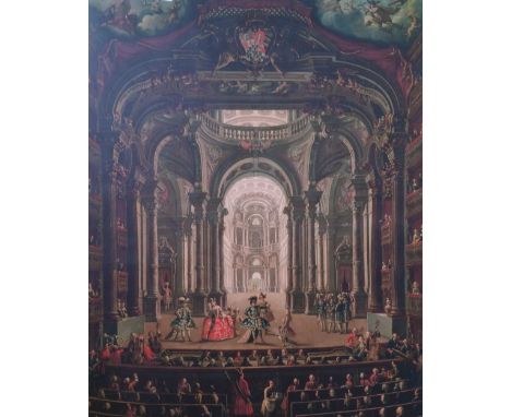 A.T.O. A LARGE COLOURED PRINT of a theatre interior. U.F. 39" x 49".