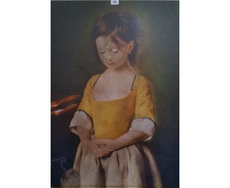 A.T.O. A COLOURED PORTRAIT PRINT of a young girl. U.F. 27.5" x 37.5".
