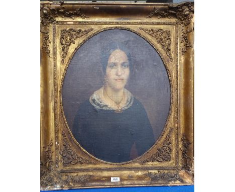 A 19TH CENTURY PORTRAIT of a lady in a period gilt frame. 27" x 31.5".