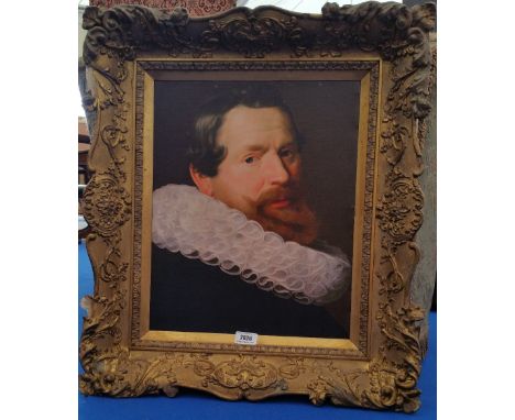 A.T.O. A COLOURED PORTRAIT of an 18th century gentleman in a 19th century gilt frame. 21" x 24.5".