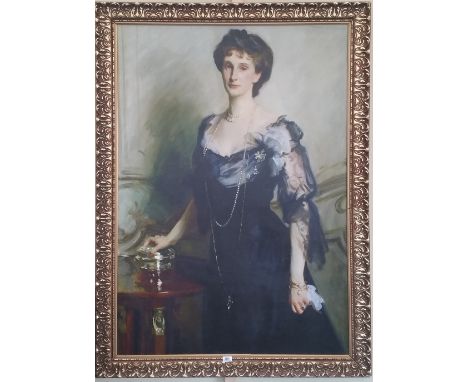 A.T.O. A VERY LARGE COLOURED PORTRAIT PRINT of a lady in a gilt frame. 46" x 63".