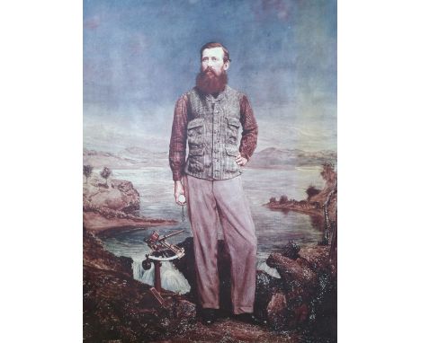 A.T.O. A LARGE COLOURED PORTRAIT PRINT of an explorer. U.F. approx. 45" x 58".