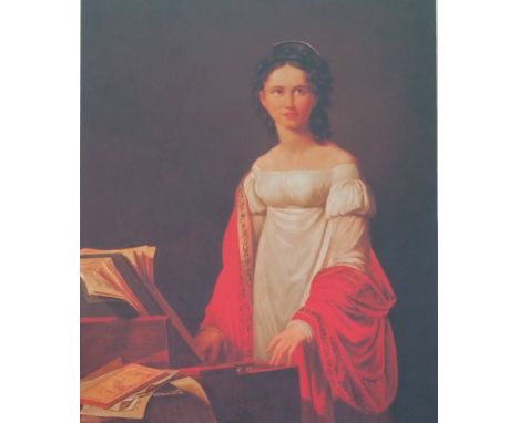 A.T.O. A COLOURED PORTRAIT PRINT of a lady with a shawl .U.F. 39.75" x 51.25".