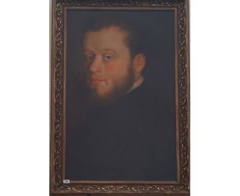 A.T.O. A COLOURED PORTRAIT PRINT OF A GENTLEMAN in a gilt frame. 32.5" x 37.5".