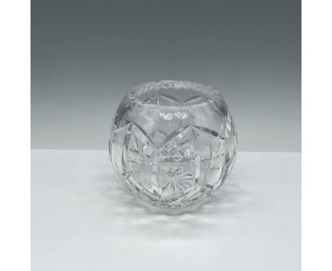 Lovely low-profile crystal round vase with crosscuts and thumb print rim. Issued: 20th centuryDimensions: 4.25"H x 4.5" dia. 
