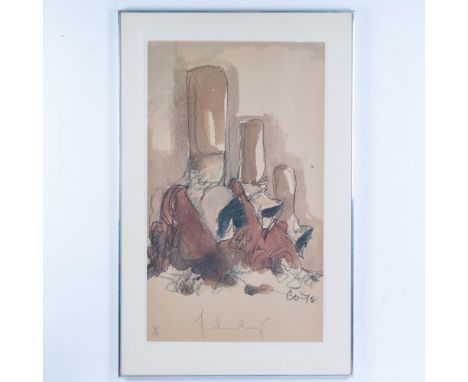 Large original color lithograph on wove paper featuring Fagends Canyon (Fagends Carved in Rock) by American Pop artist Claes 